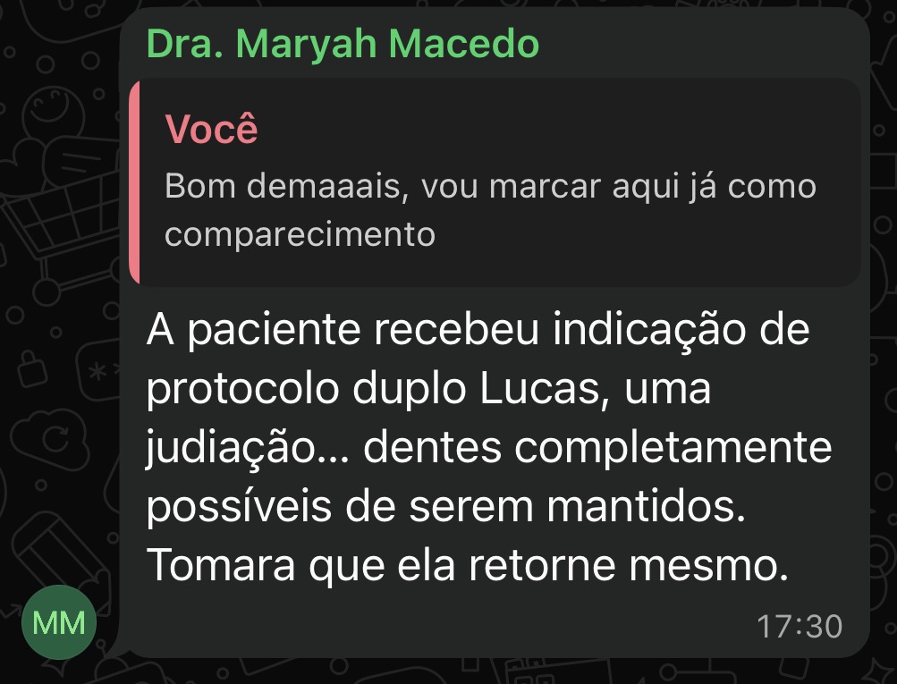 Dra. Maryah — Paciente com indicação de extrair em dentes possíveis de serem mantidos
